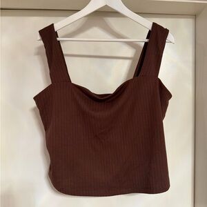 Dynamite Chocolate Ribbed Crop Top